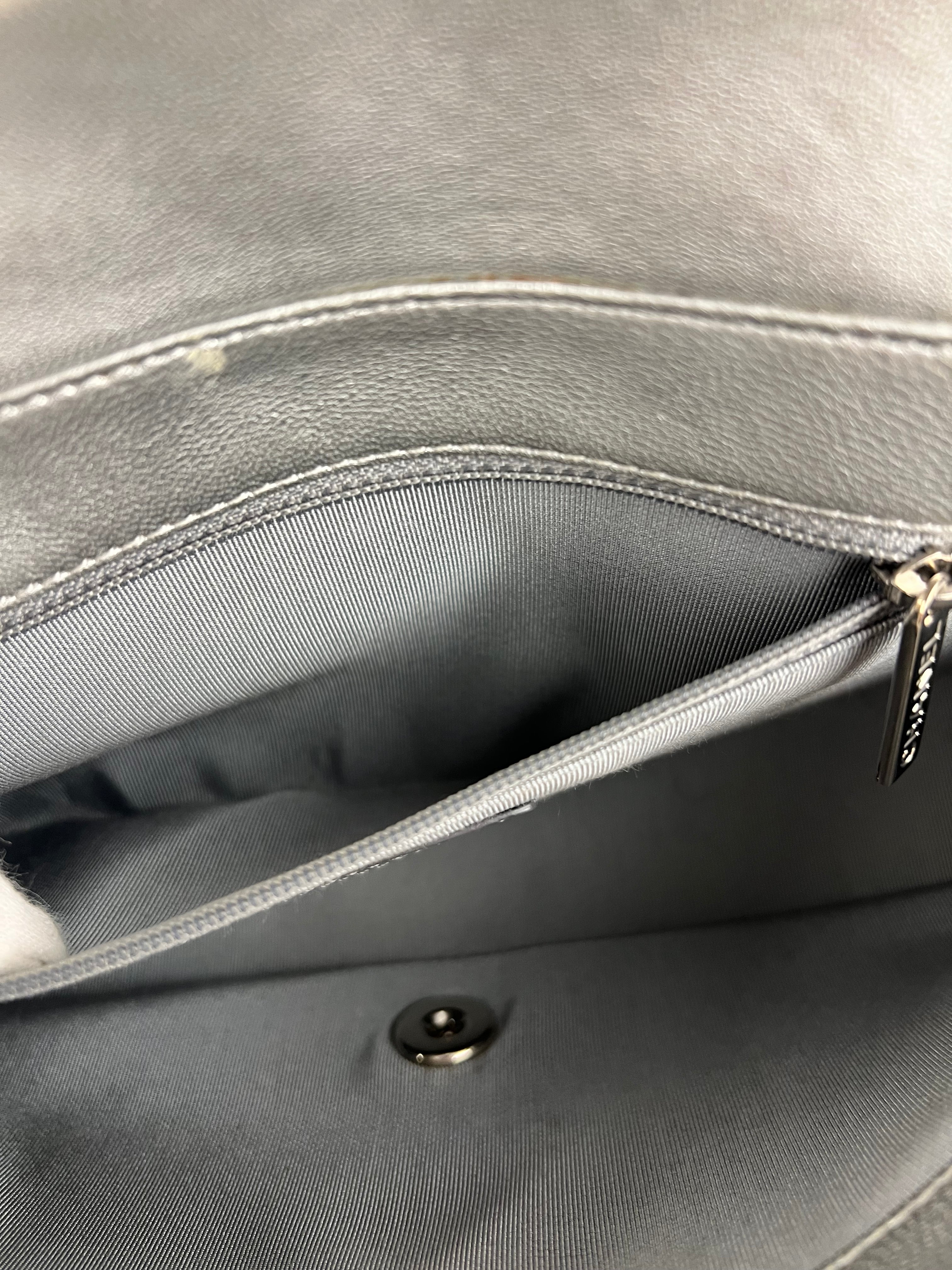 Chanel 2017 Mademoiselle Silver Chevron Single Flap