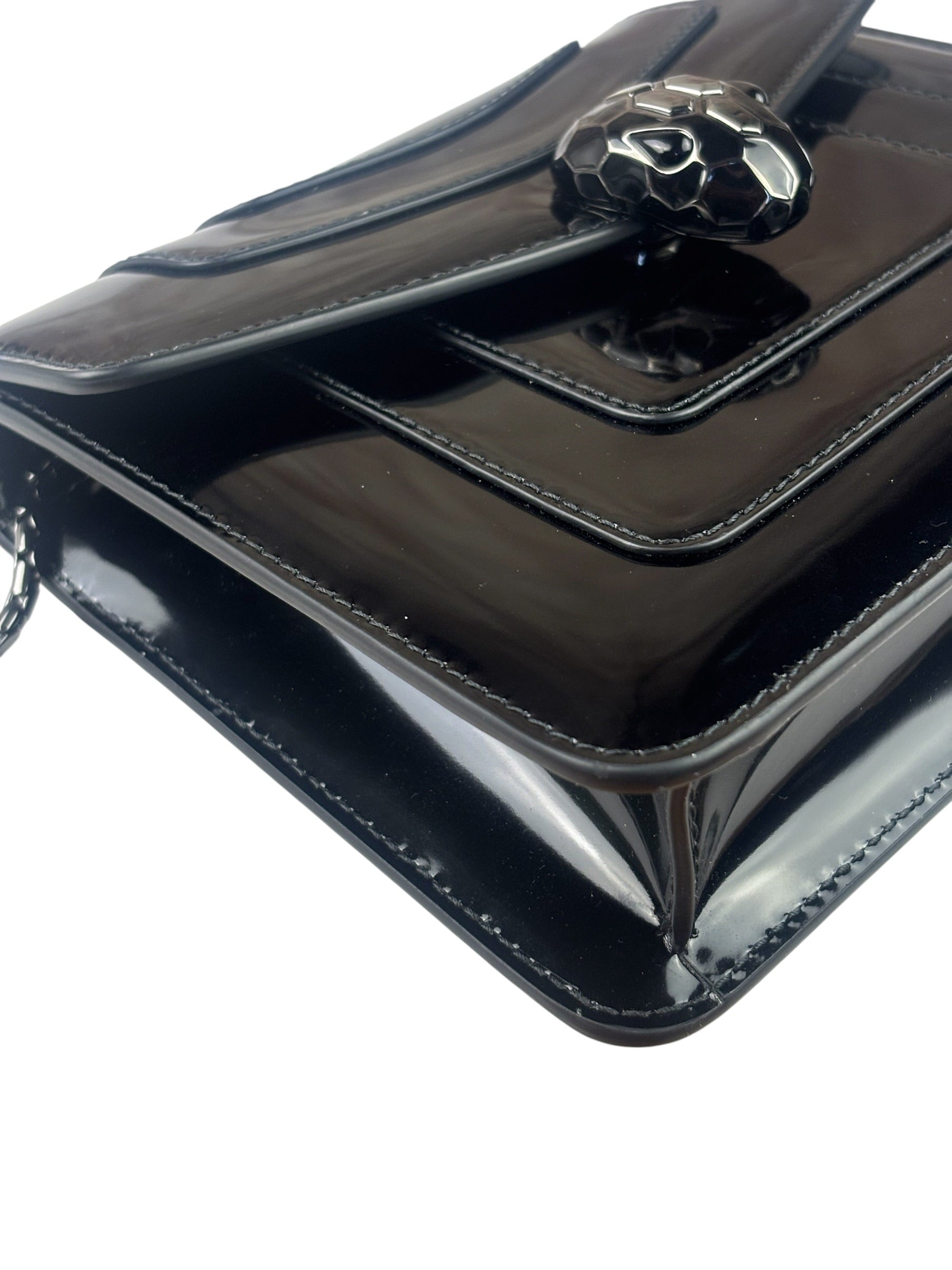 Bvlgari Black Patent Leather Small Serpenti Crossbody Bag