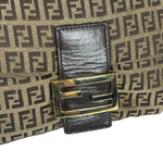 Fendi Brown Leather Trim Zucca Mamma Baguette