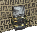 Fendi Brown Leather Trim Zucca Mamma Baguette