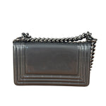 Chanel Gray Patent Leather Boy Flap Shoulder Bag