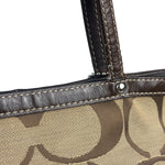 Coach Brown Leather Trim Signature Canvas Tote Bag
