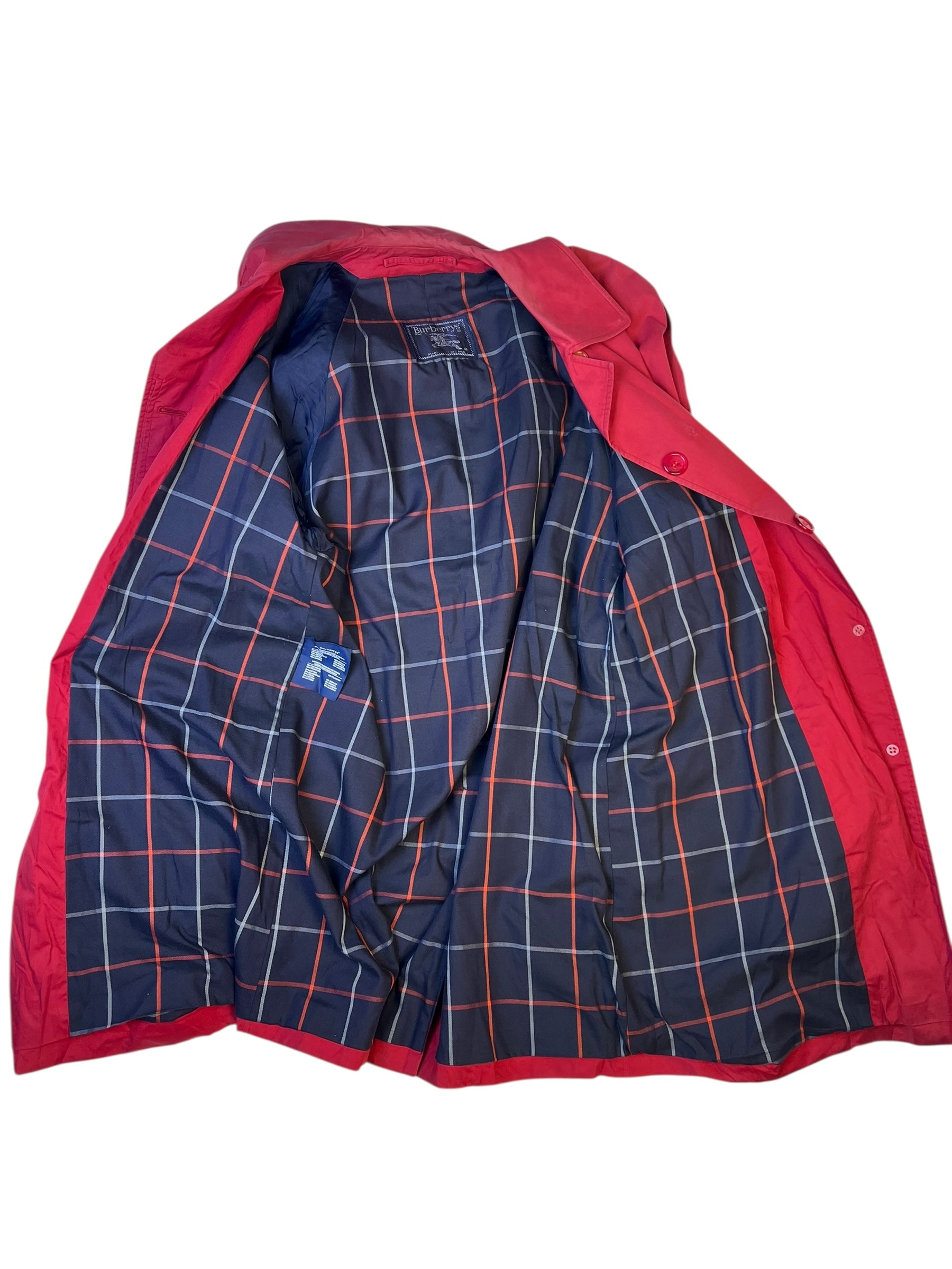 Burberry Vintage Red/Navy Check Mid Length Coat