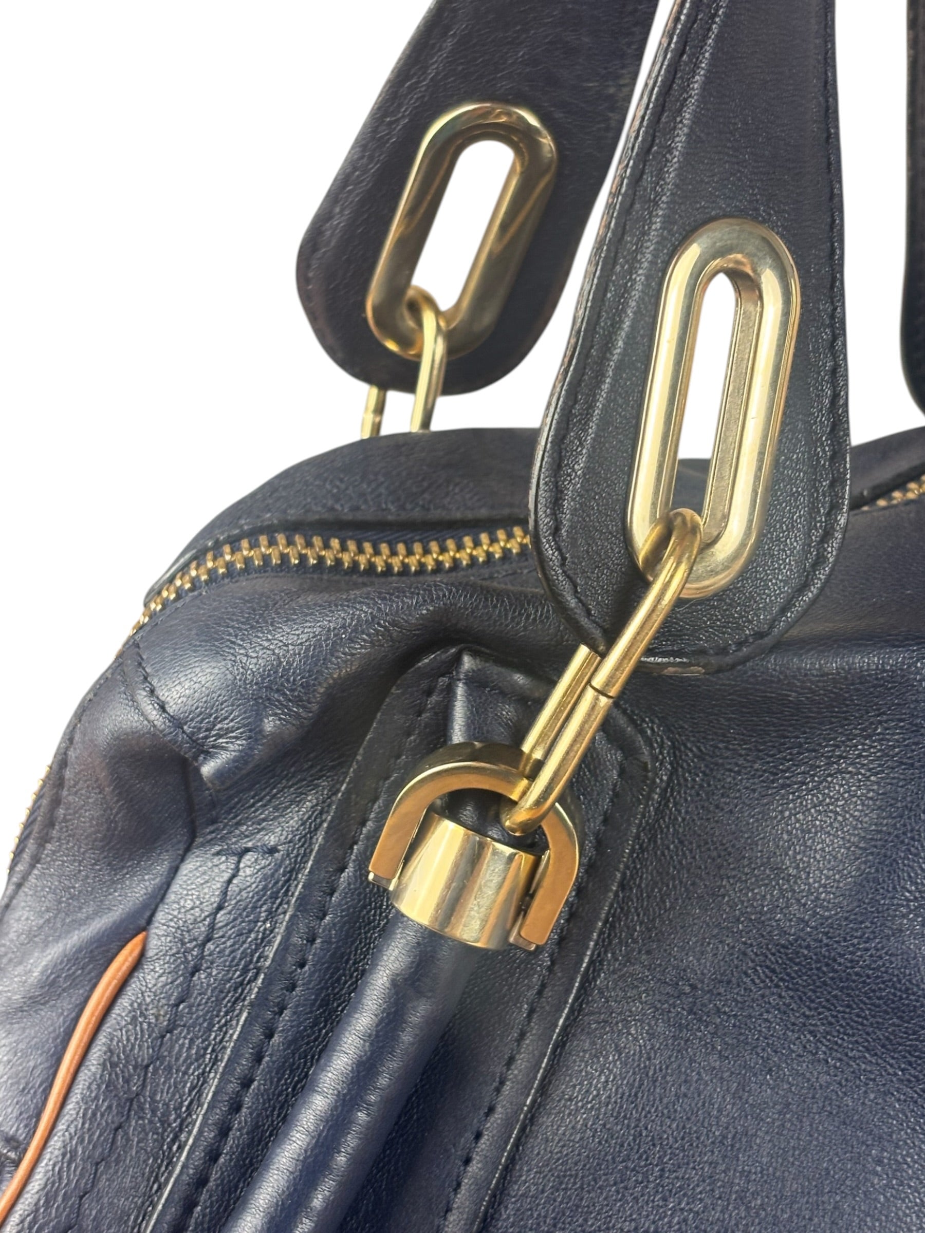 Chloe Night Blue Leather Medium Paraty Military Hand/Shoulder Bag