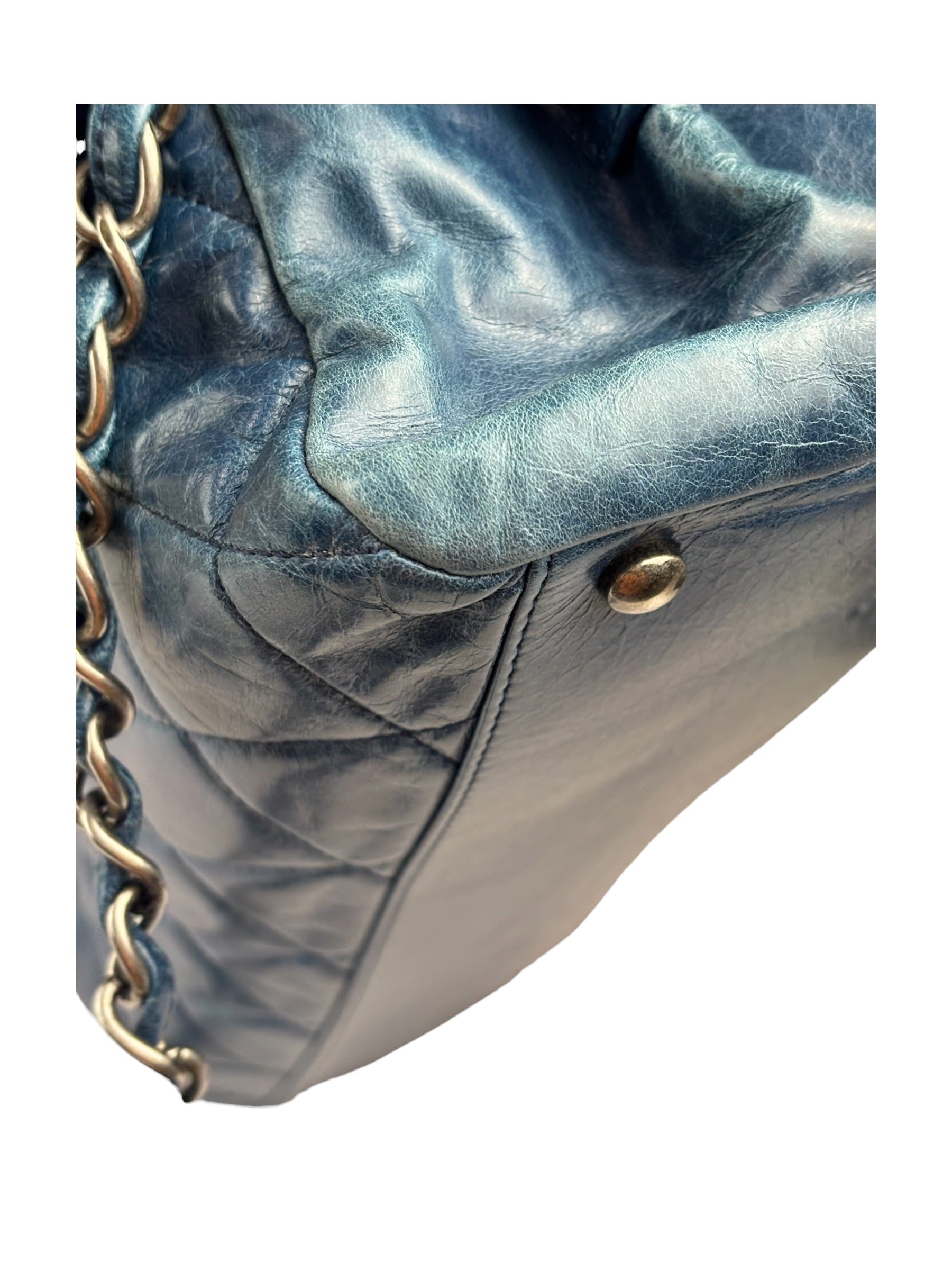 Chanel Blue Quilted Calfskin Large Convertible Boy Two-Way Bag 2012