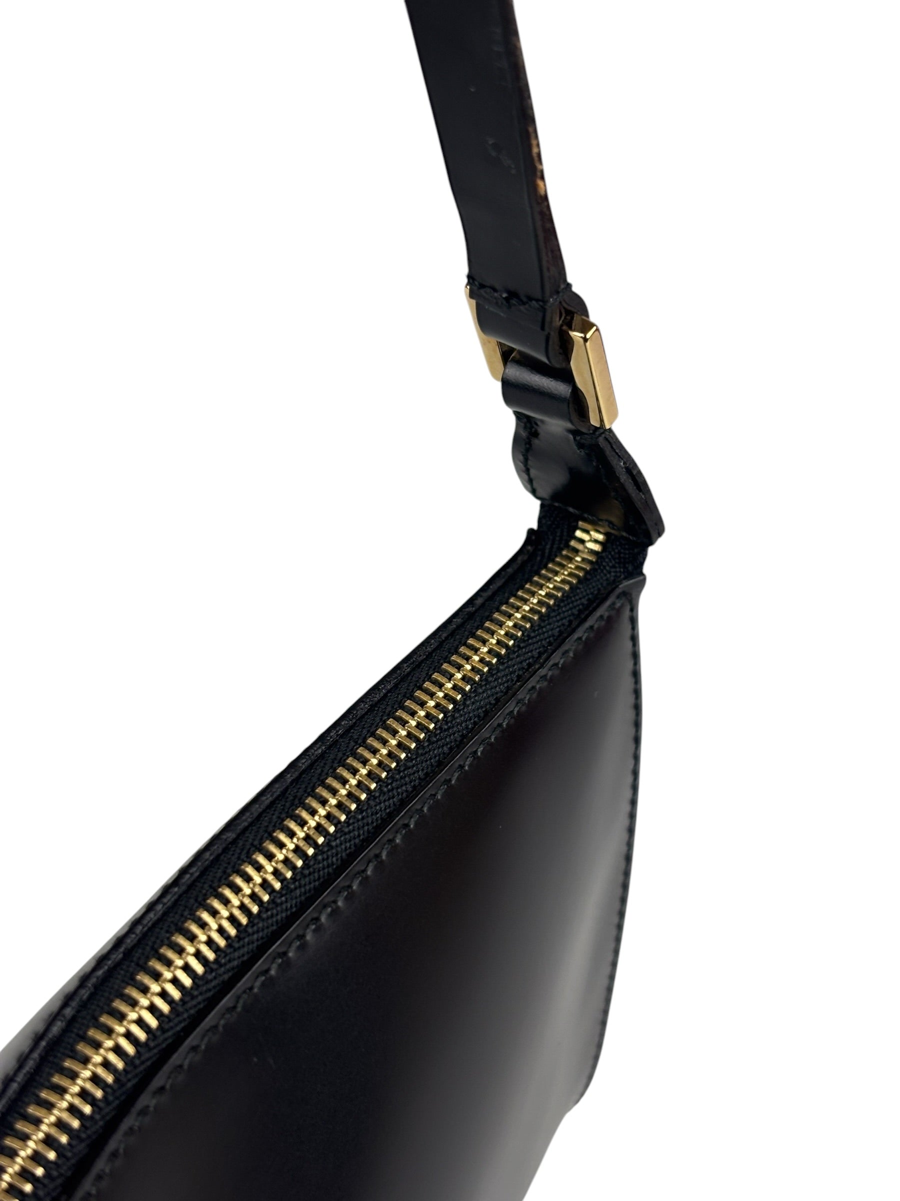 Salvatore Ferragamo Vintage Black Gancini Leather Baguette