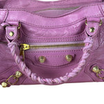 Balenciaga Purple Leather Velo Moto Two-Way Bag