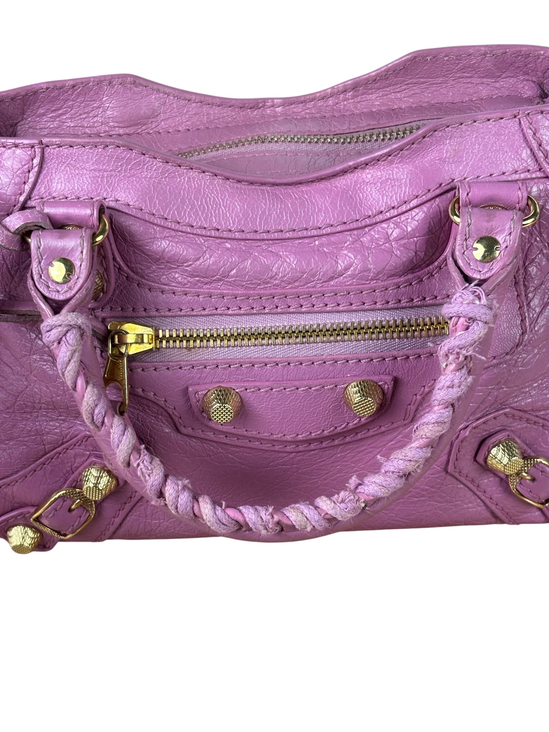 Balenciaga Purple Leather Velo Moto Two-Way Bag