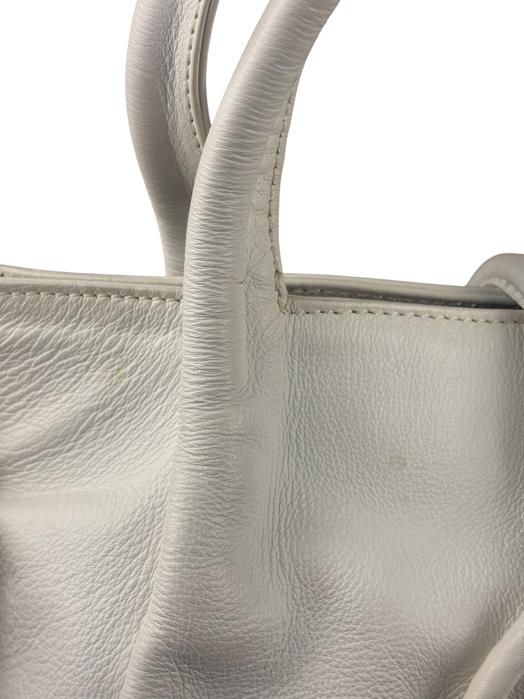Burberry White Leather Bamboo Cinch Tote