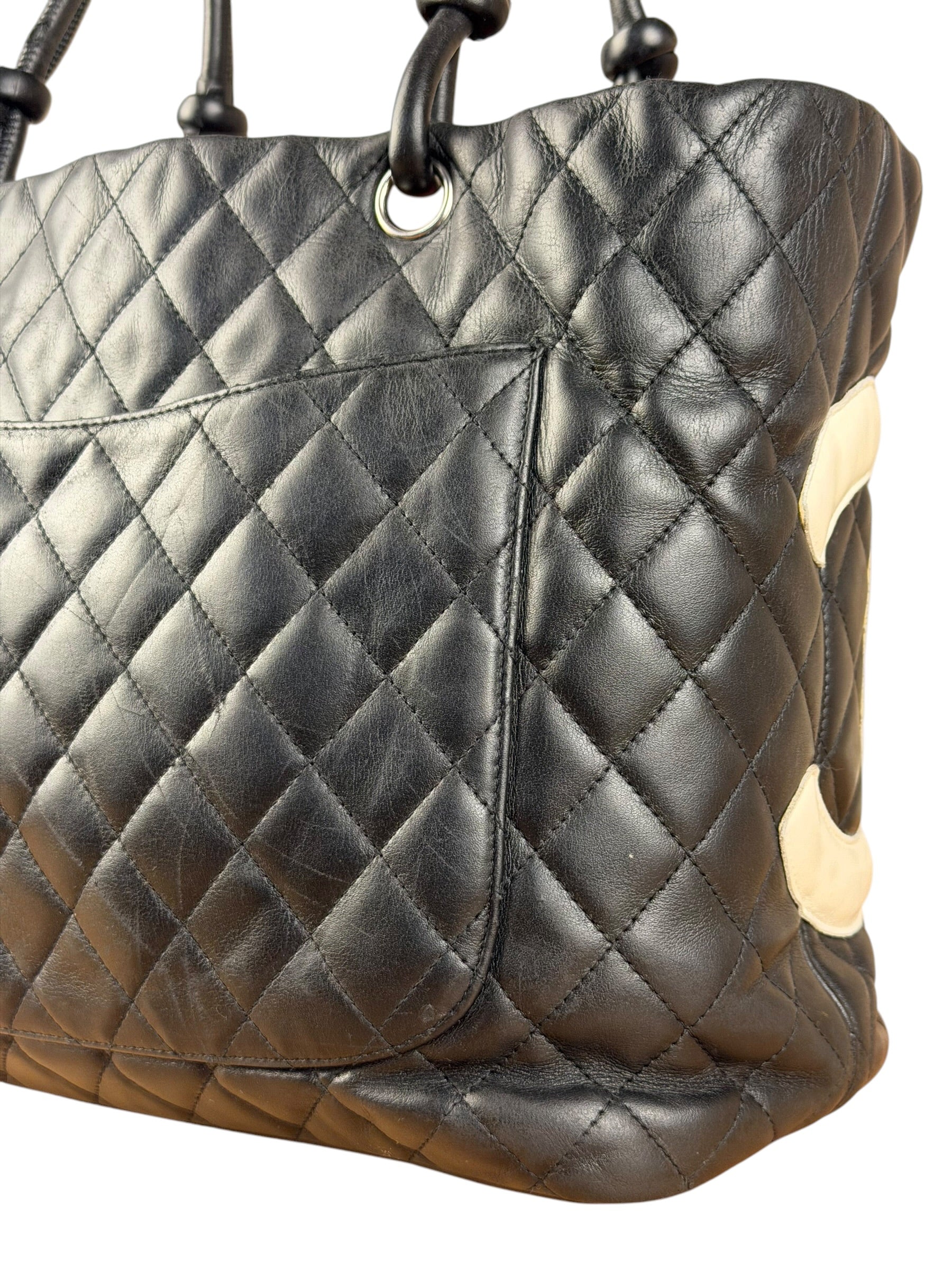 Chanel Black Leather Cambon Ligne Tote 2003
