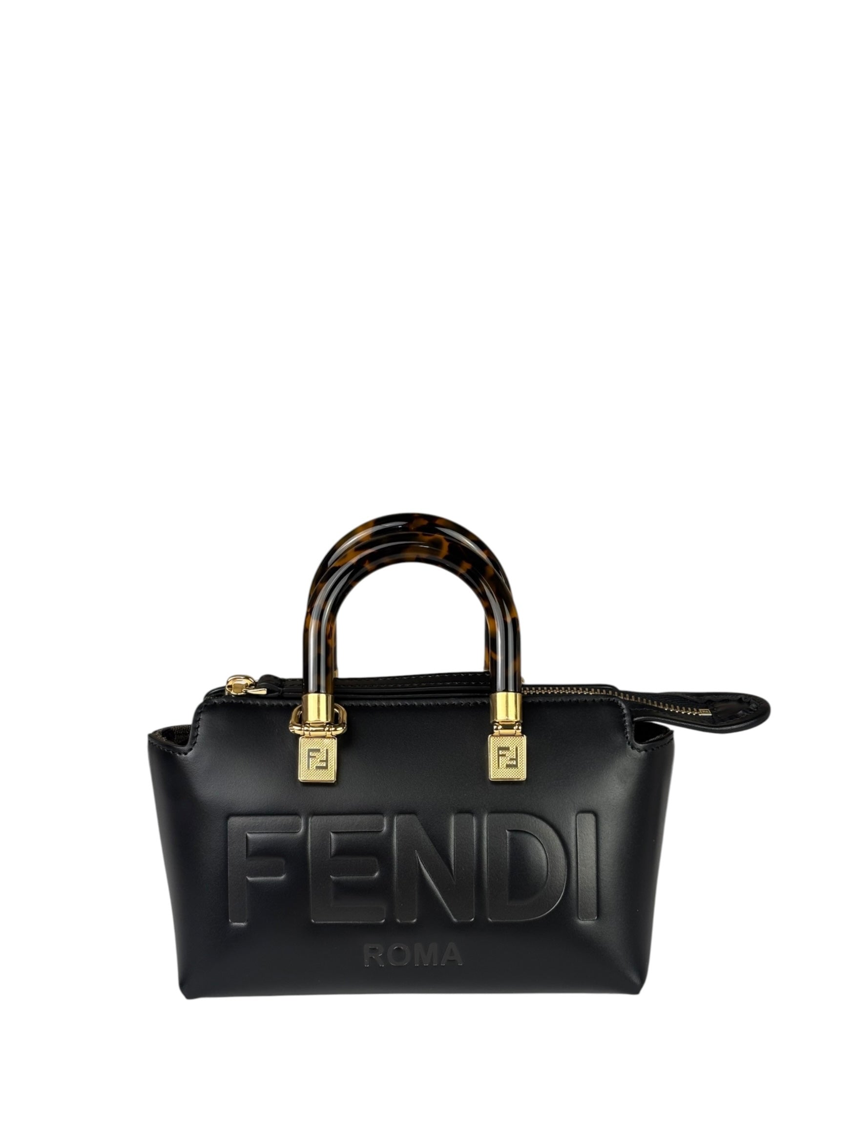 Fendi Black Leather Mini By The Way Boston Bag