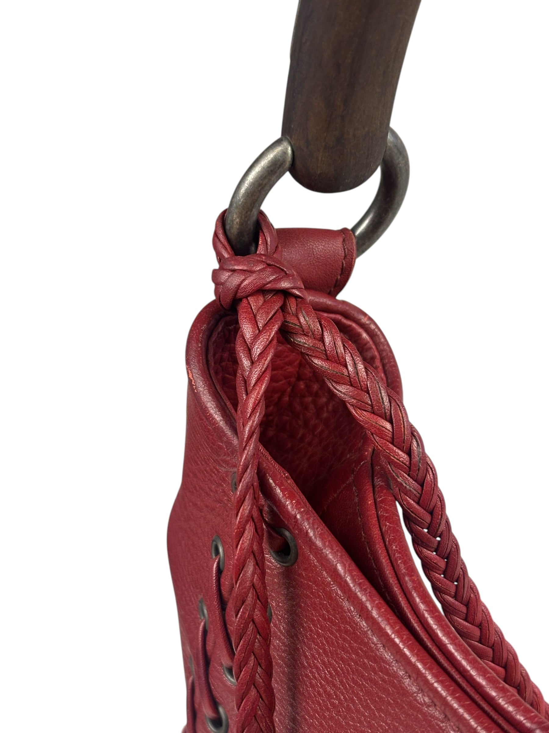 Christian Dior Red Leather Ethnic Hobo Bag