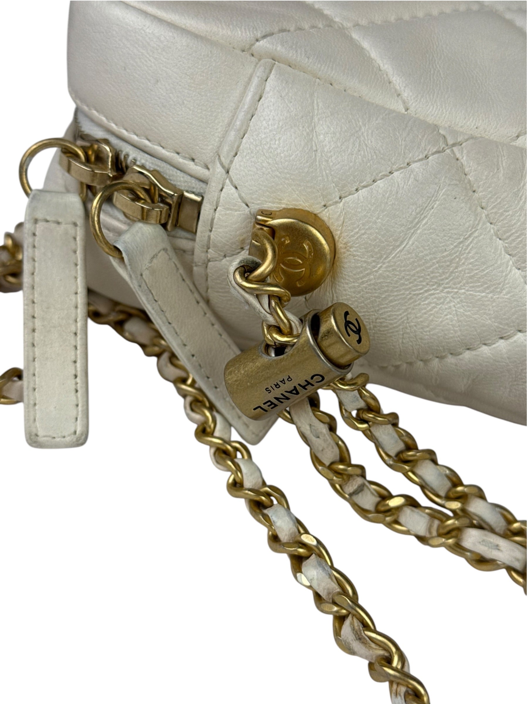 Chanel White Quilted Lambskin My Perfect Camera Bag Early 2020's