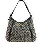 Gucci Black Leather Trim GG Supreme Hobo Bag