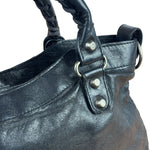 Balenciaga Black Leather Moto City Two-Way Bag