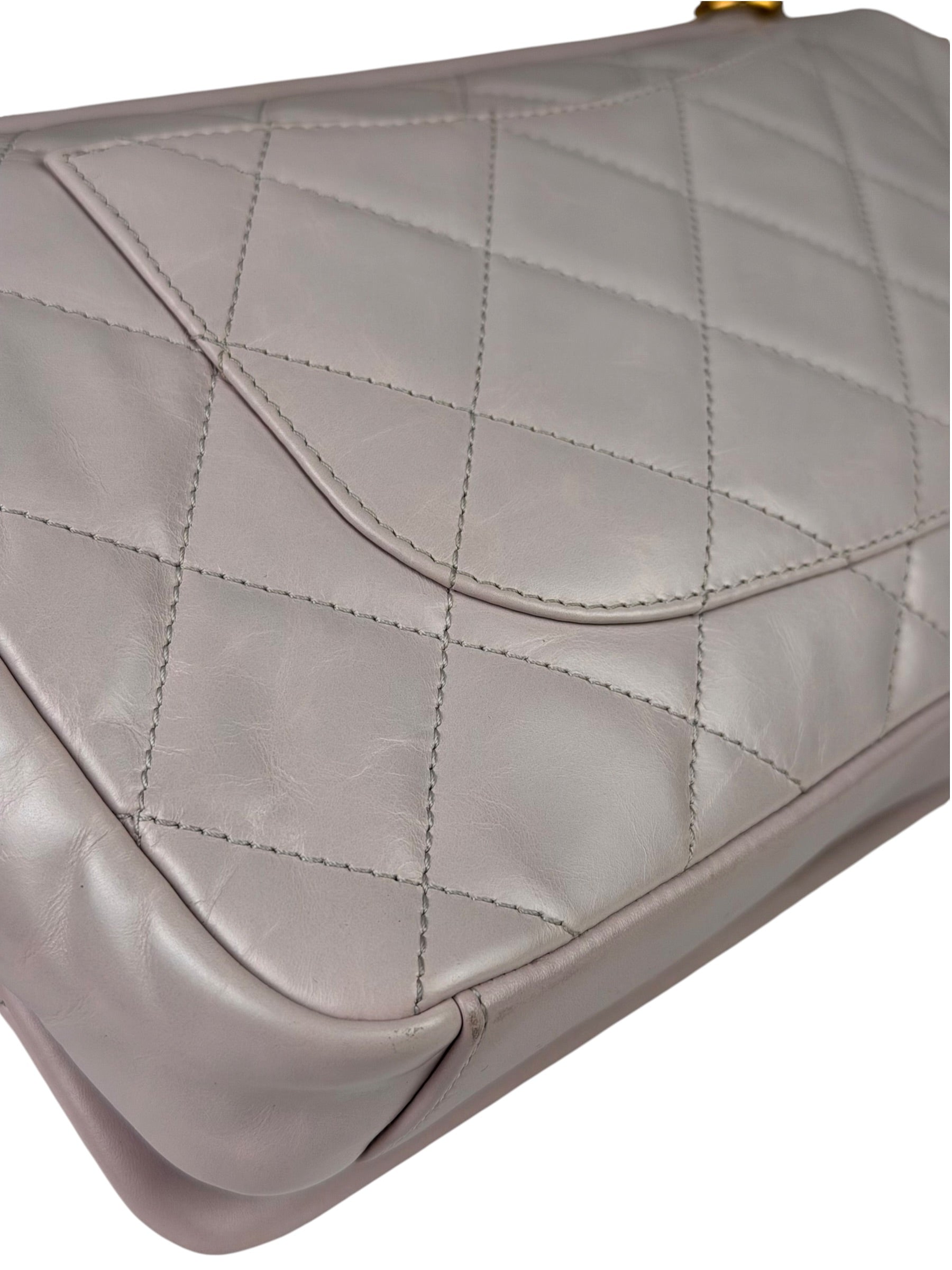 Chanel Light Lilac Calfskin Leather Quilted Flap Chain Bag