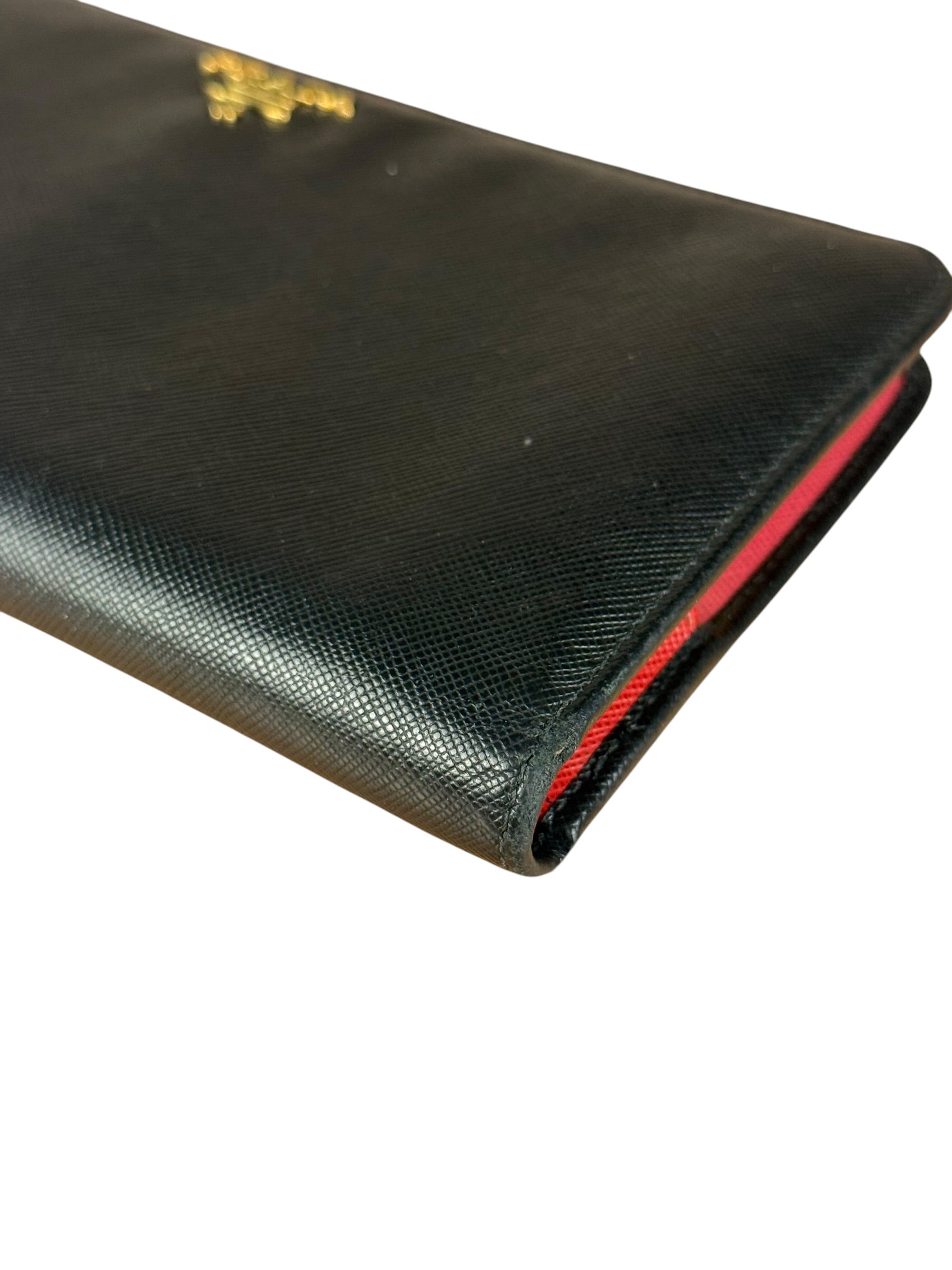 Prada Saffiano Leather Snap Long Wallet Black