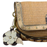 Coach Python-Trimmed Straw Natalie Wristlet
