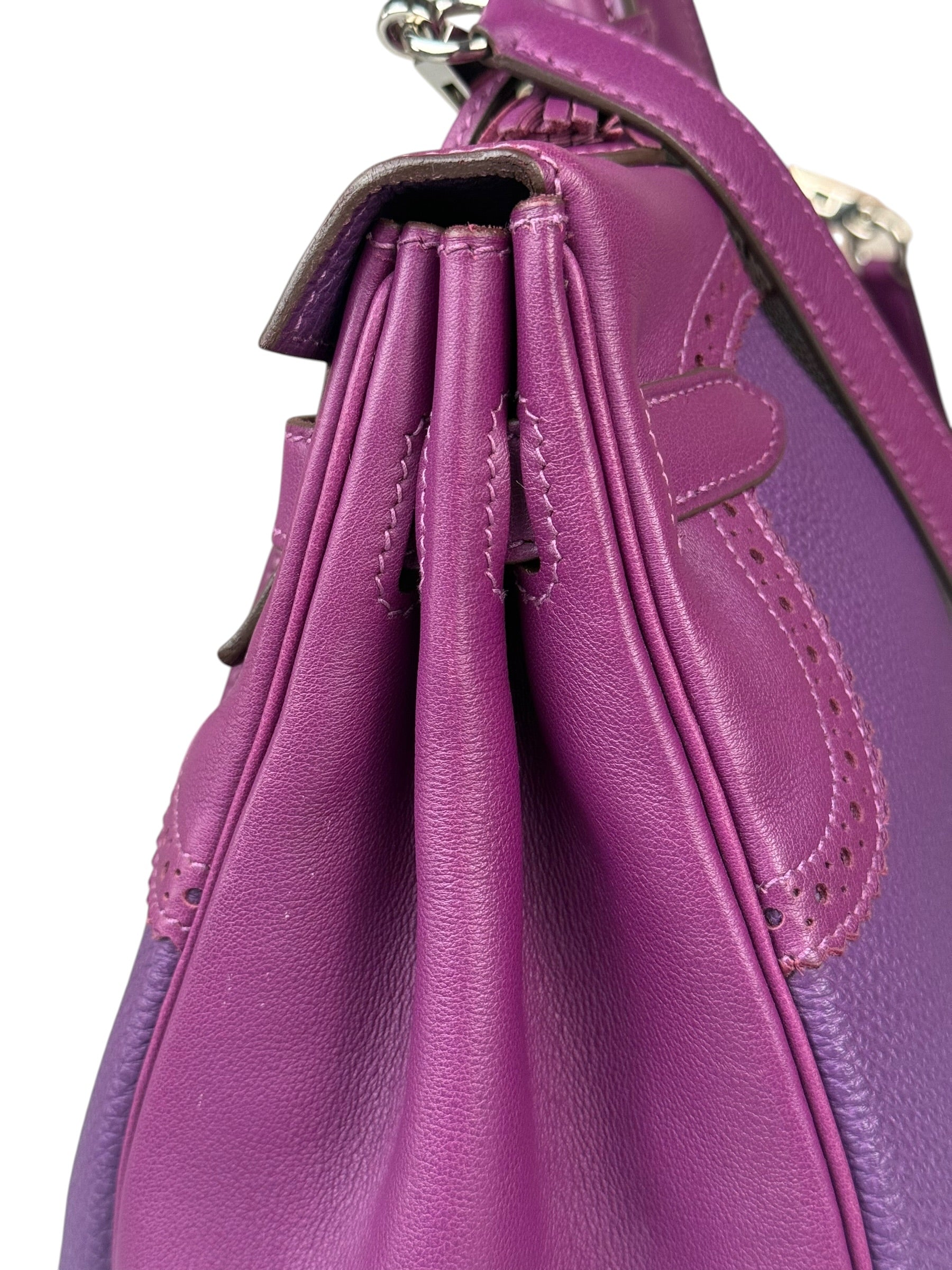 Hermes Kelly 35 Purple Ghillies Swift Togo Leather Handbag 2015