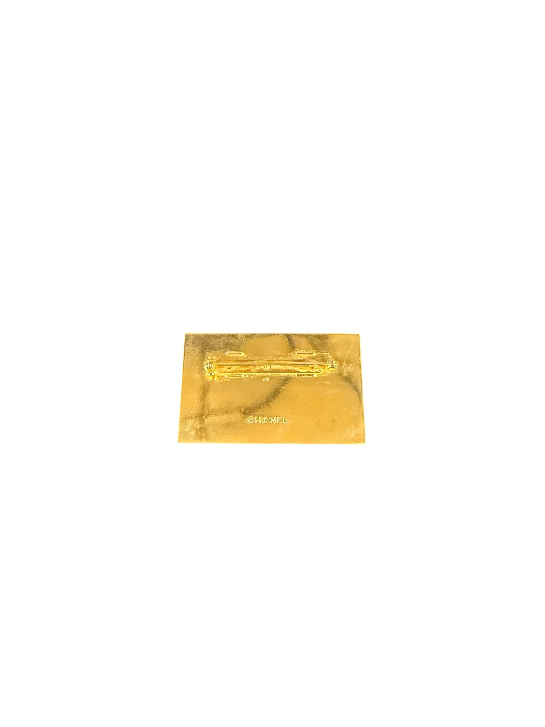 Chanel Vintage Gold-Plated Logo Nameplate Brooch Pin 1990s