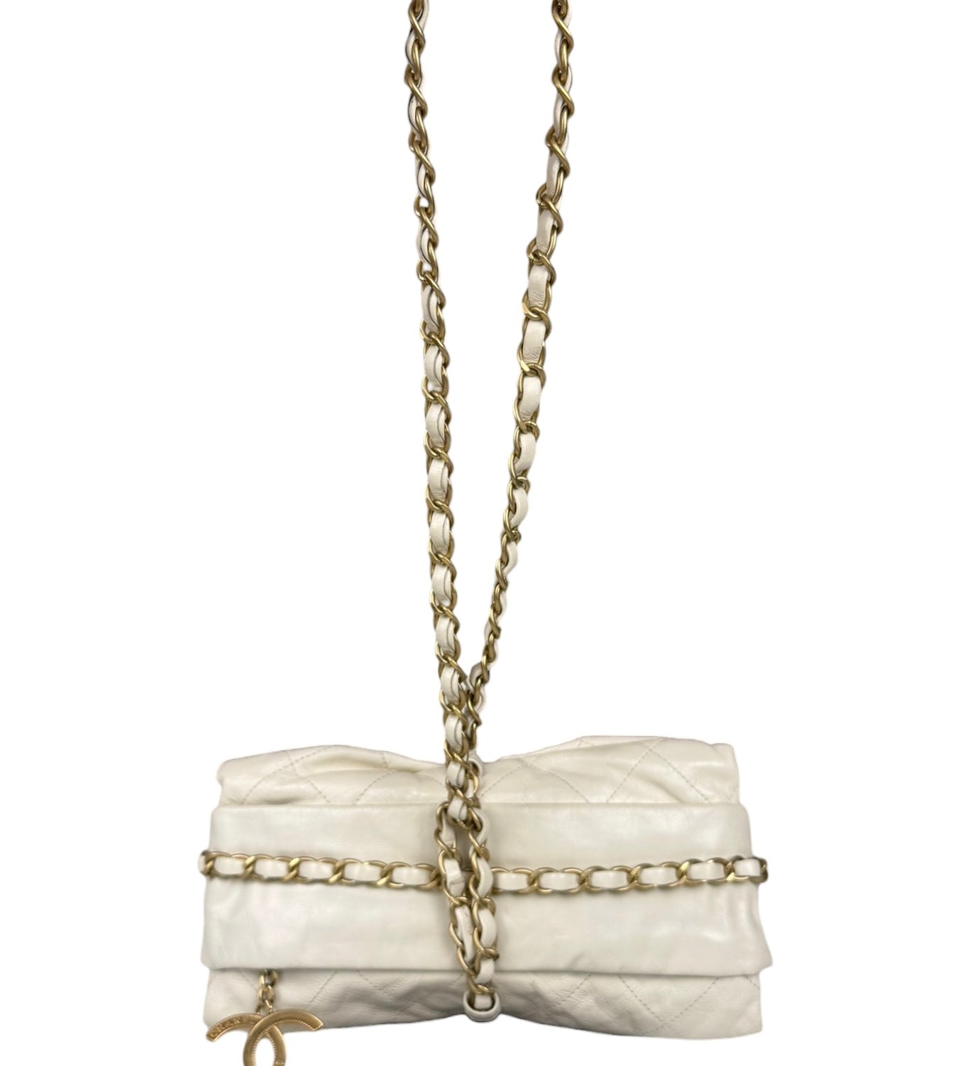 Chanel White Quilted Leather Midnight Swim Baluchon Clutch 2012