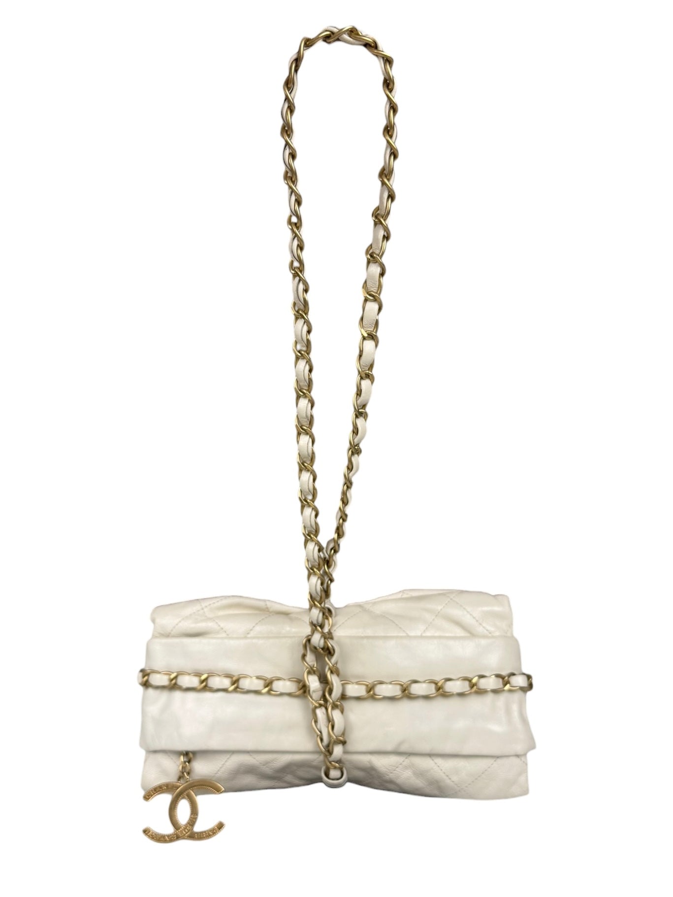 Chanel White Quilted Leather Midnight Swim Baluchon Clutch 2012