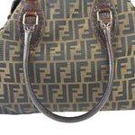 Fendi Vintage Brown Leather Trim Zucca De Jour Media Tote