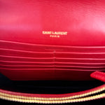Saint Laurent Red Quilted Leather Vicky Flap Shoulder Bag