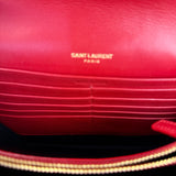 Saint Laurent Red Quilted Leather Vicky Flap Shoulder Bag
