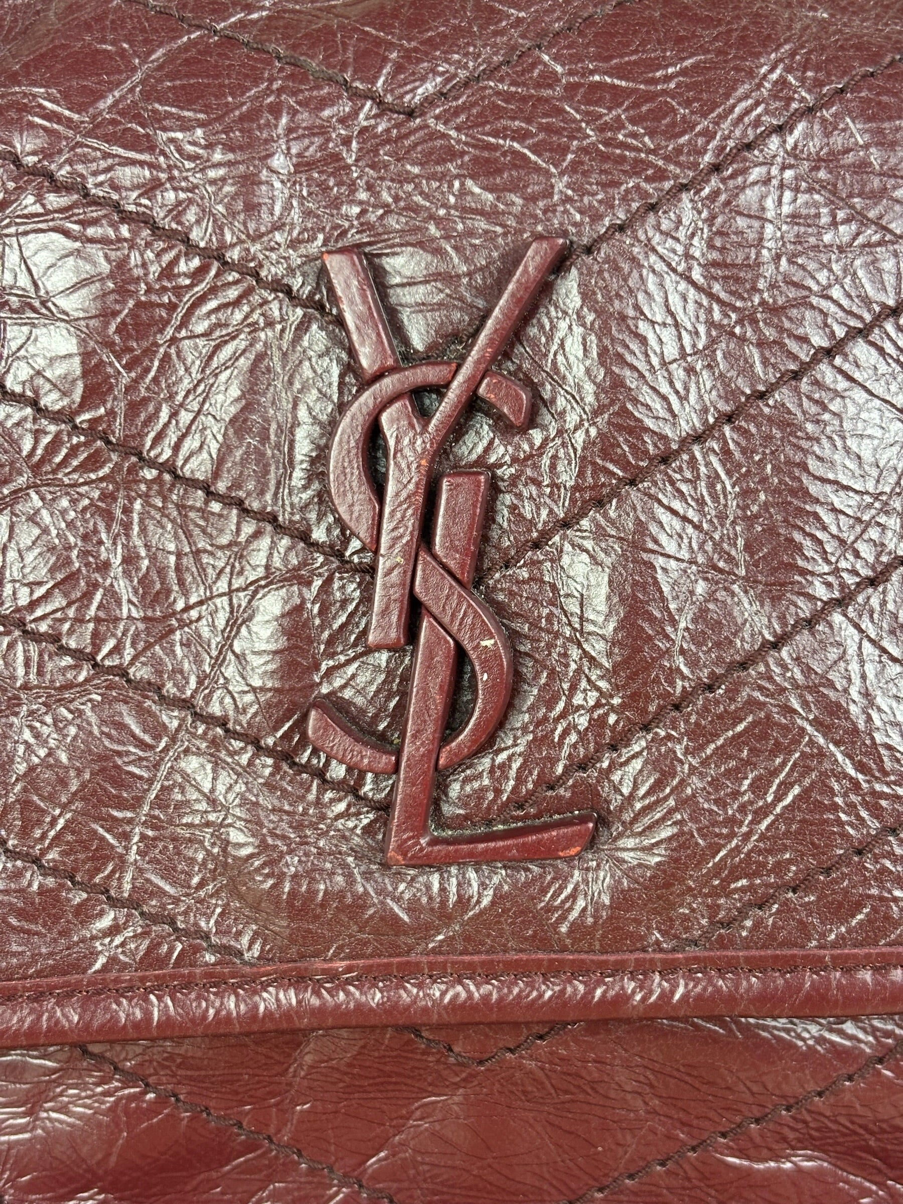 YSL Maroon Leather M Niki Shoulder Bag
