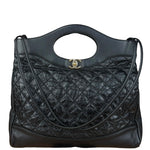Chanel 31 Black Leather Quilted Shopping Clutch Shoulder Bag 2018