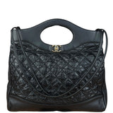 Chanel 31 Black Leather Quilted Shopping Clutch Shoulder Bag 2018