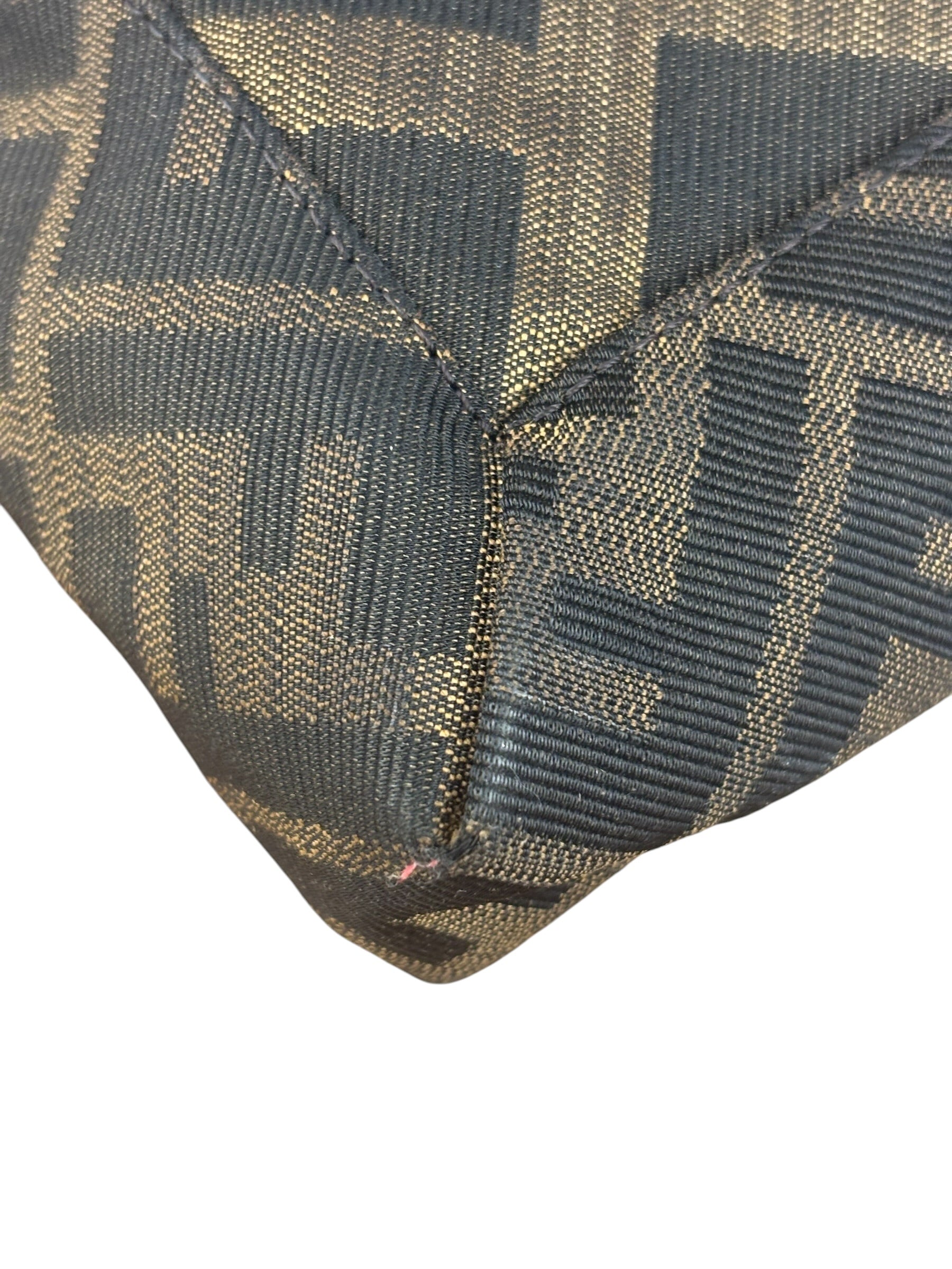 Fendi Zucca Whipstitch Baguette Shoulder Bag