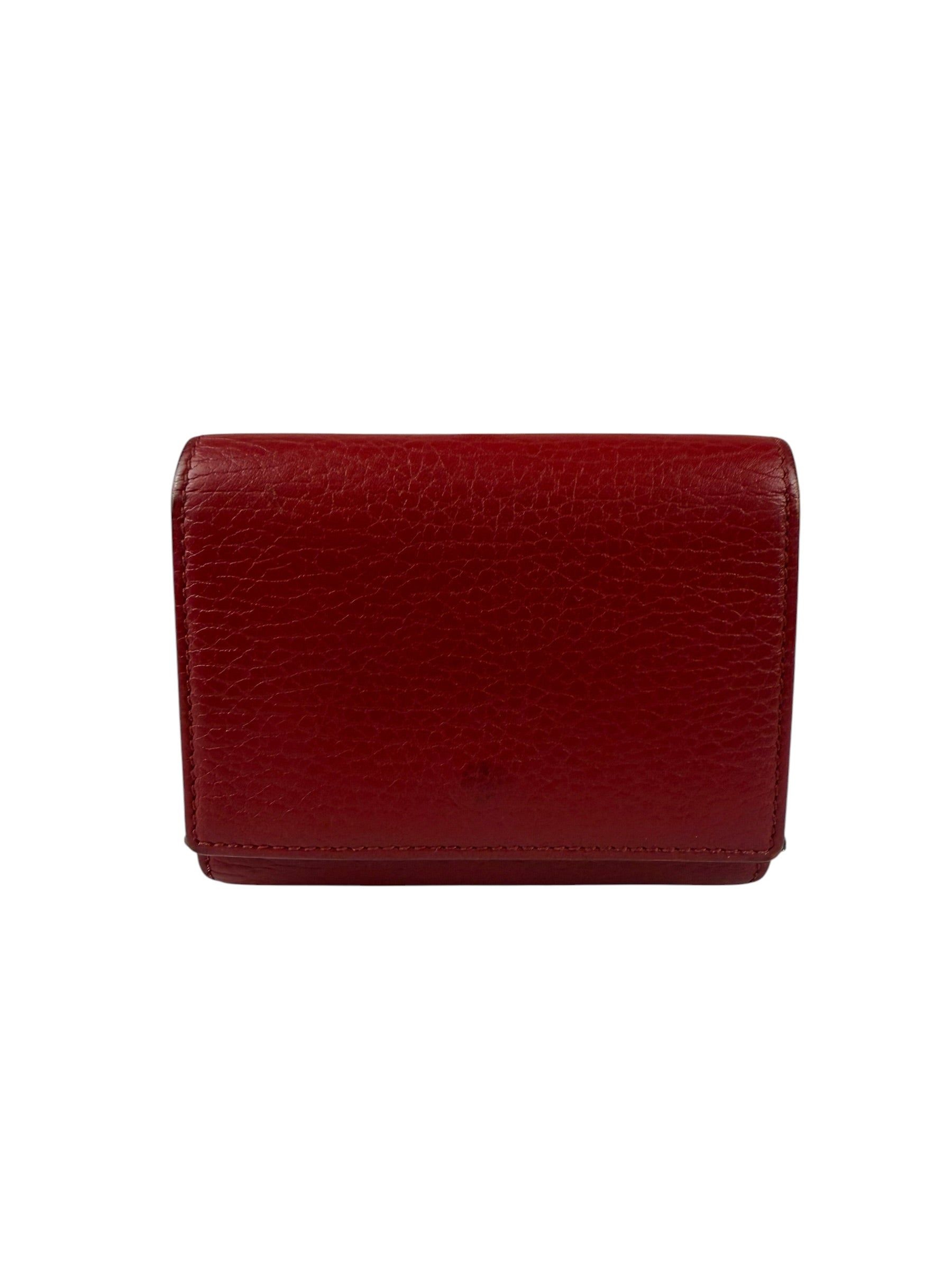 Gucci Red Leather Tri-Fold Marmont Compact Wallet