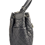 Chanel Navy Blue Leather Drawstring Bucket Two-Way Bag 2018