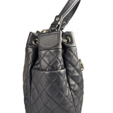 Chanel Navy Blue Leather Drawstring Bucket Two-Way Bag 2018