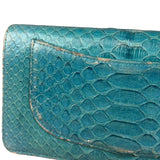 Chanel Turquoise Blue Python Long Wallet 2014