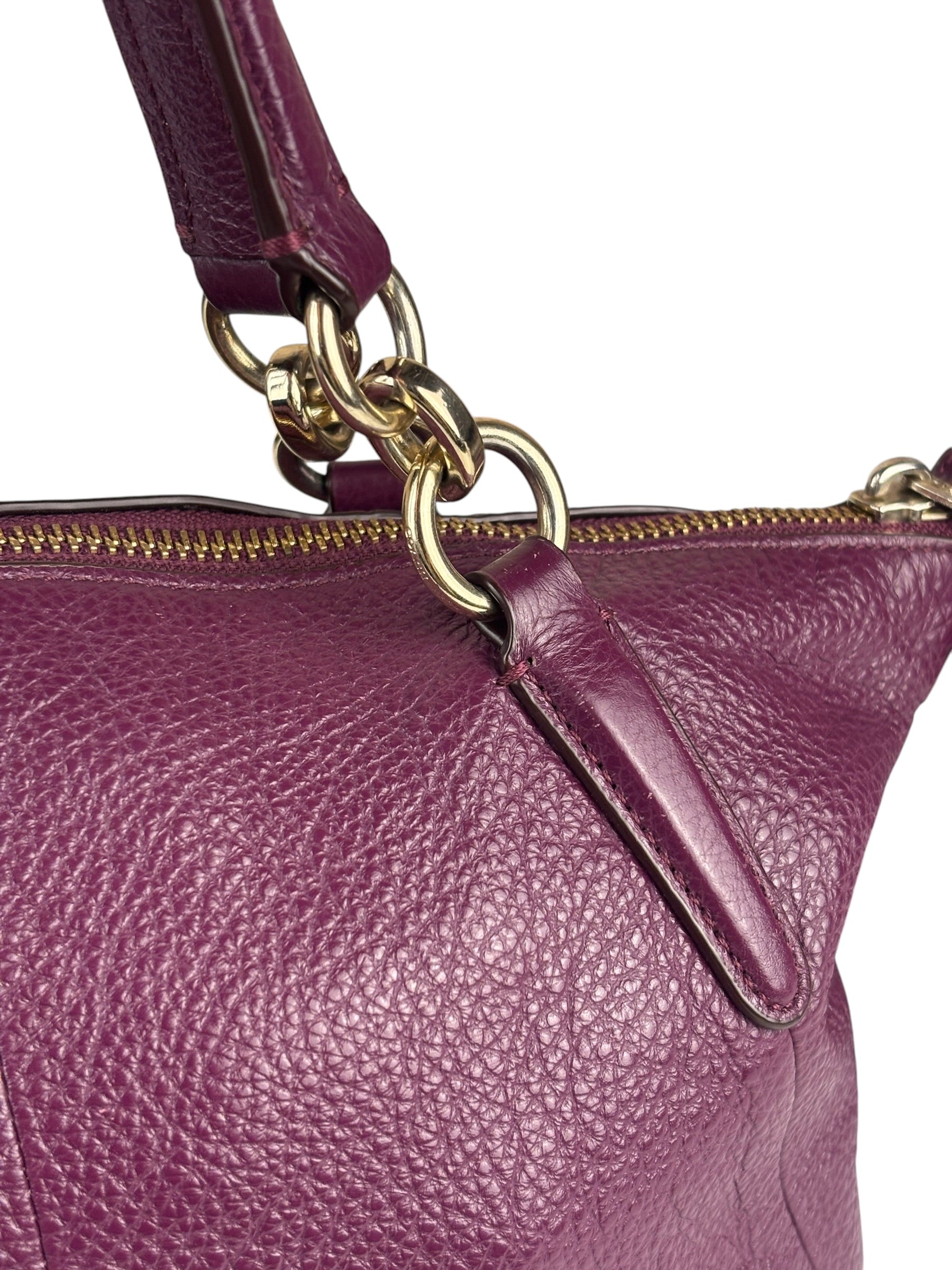 Coach Purple Pebbled Leather Small Kelsey Satchel Two-Way Bag
