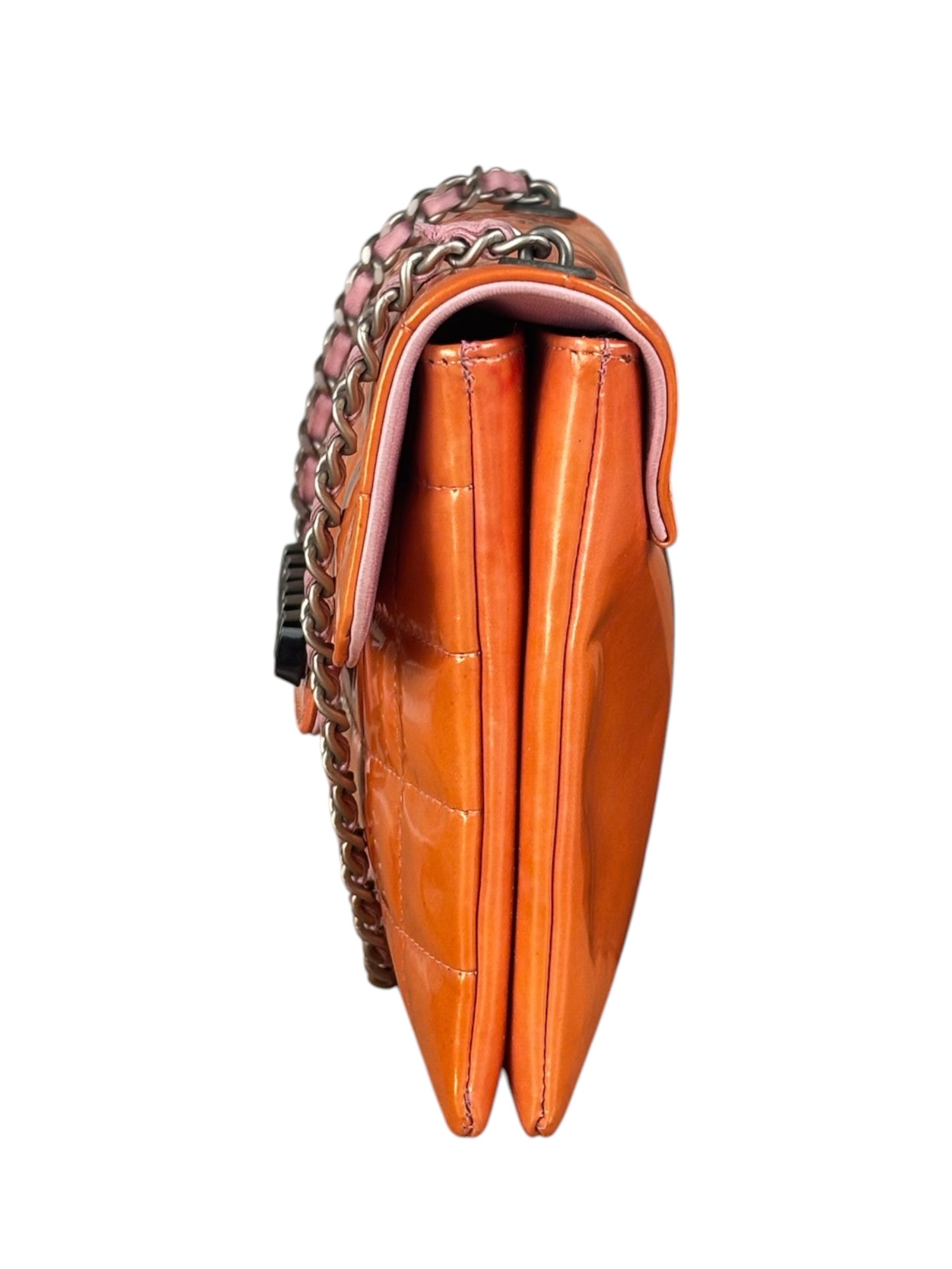 Chanel Orange/Pink Chocolate Bar Keyboard Digital Flap Shoulder Bag 2001