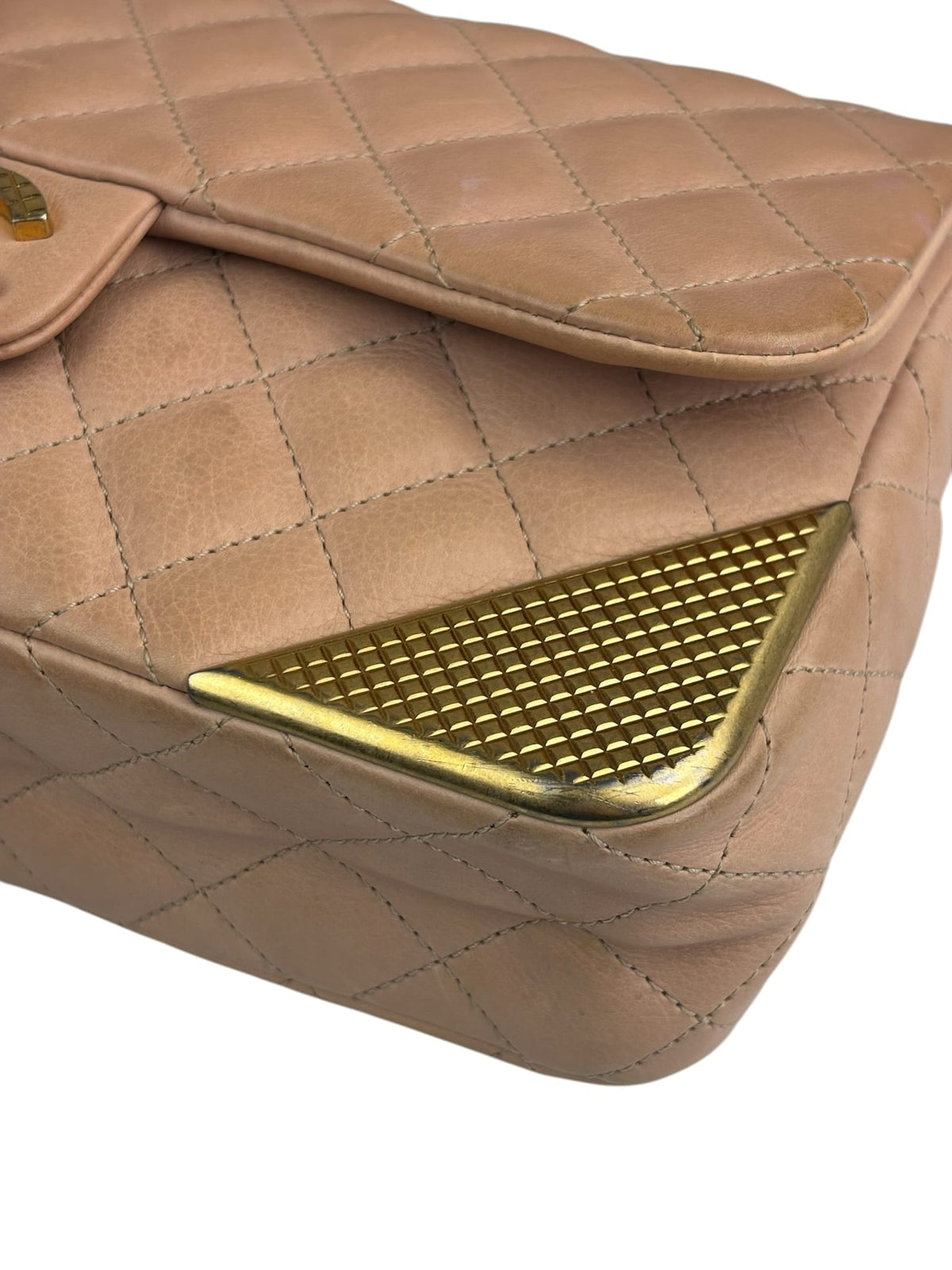 Chanel Blush Pink Quilted Lambskin Rock The Corner Flap Bag 2017