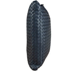 Bottega Veneta Navy Blue Leather Intrecciato Woven Flat Crossbody Bag