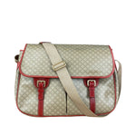 Celine Vintage Macadam Print Red Lined Flap Messenger Bag