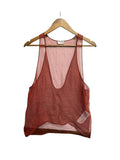Saint Laurent Paris Red Sheer Silk Tank Top