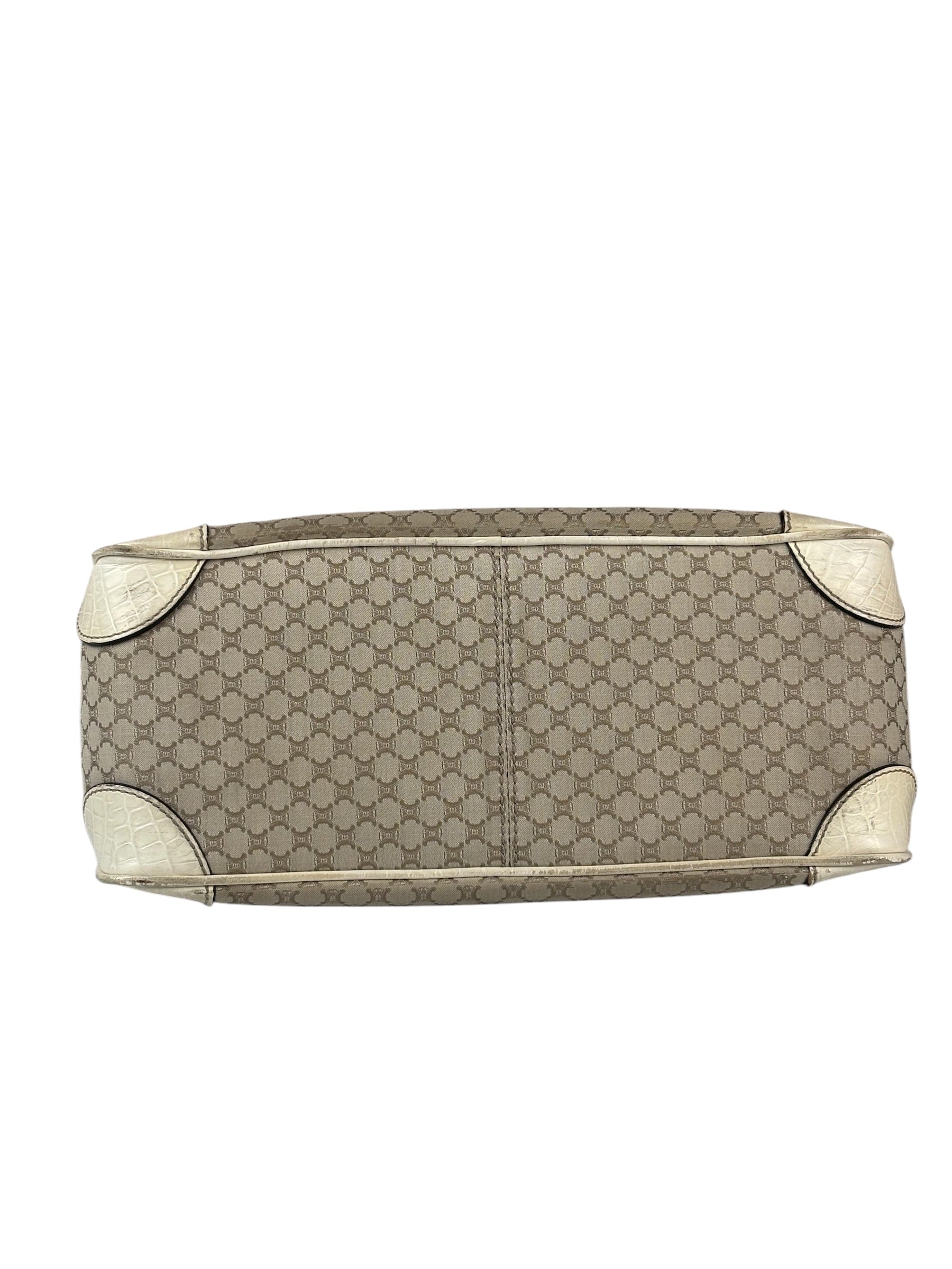 Celine Beige Leather Trim Macadam Boogie Tote