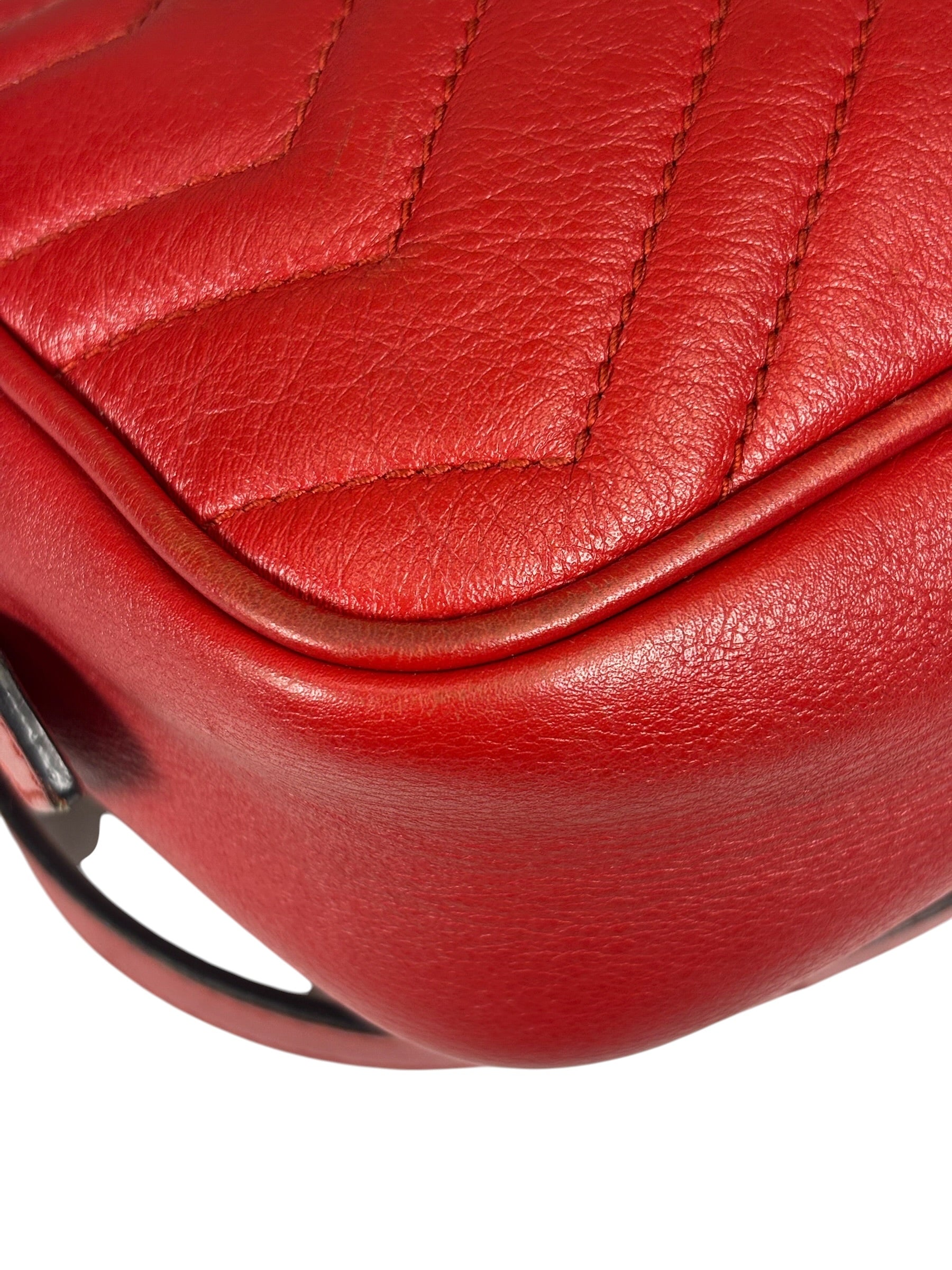 Gucci Red Leather Marmont Small Camera Bag