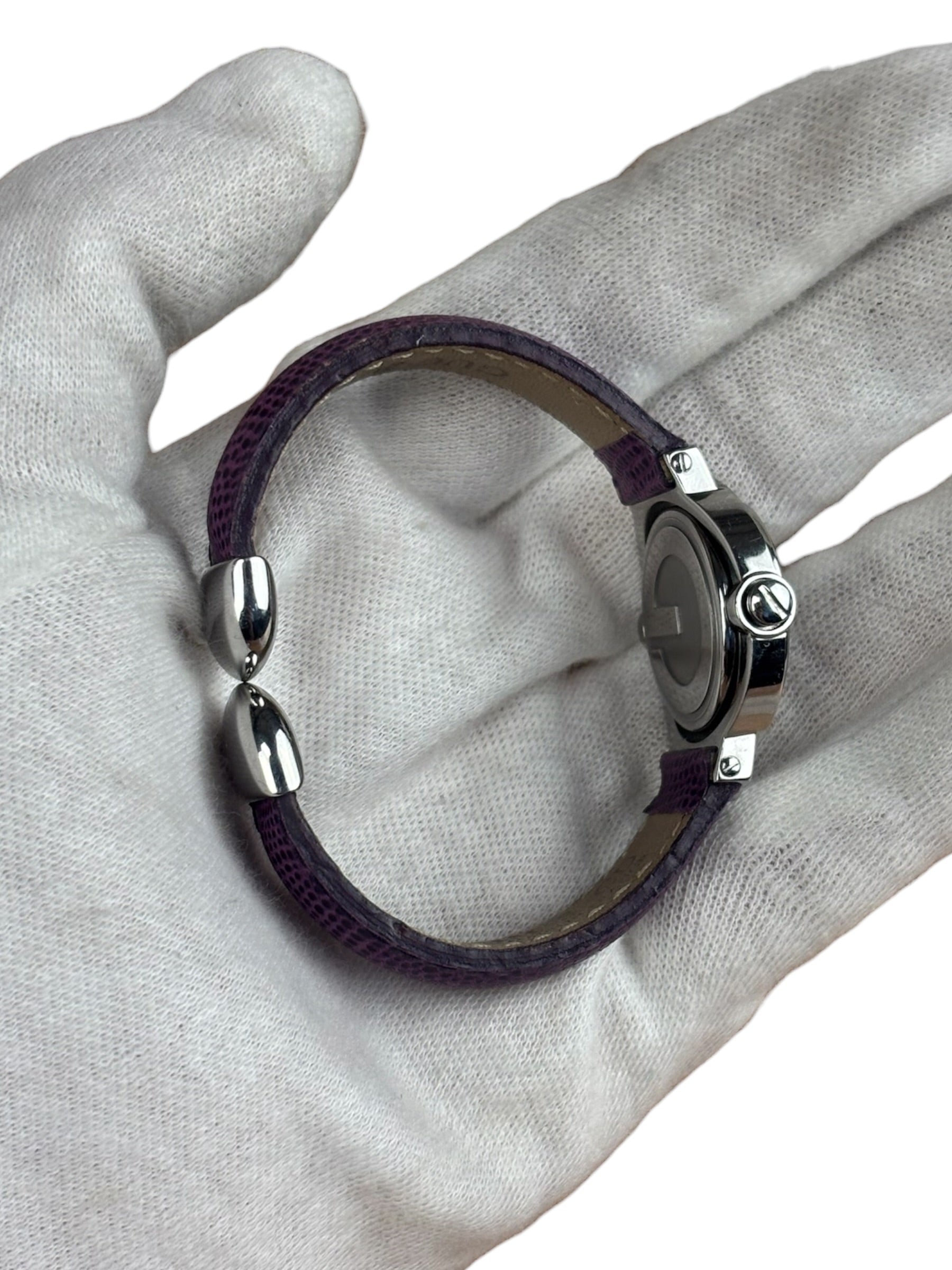Gucci 6600L Turn Face Purple Leather Strap