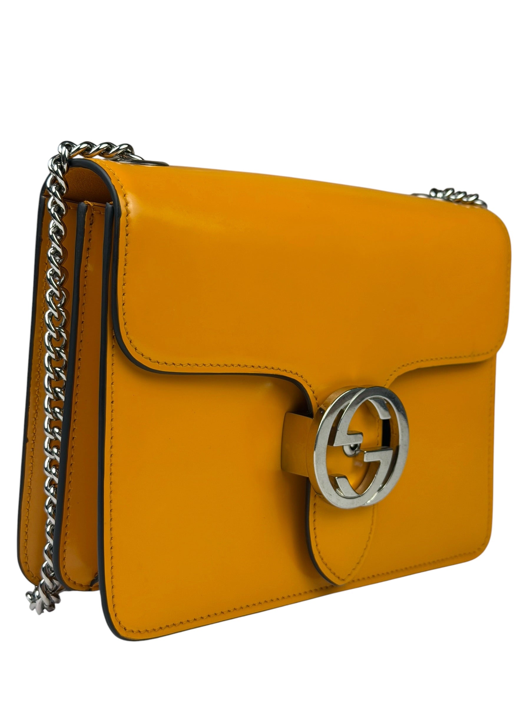Gucci Orange GG Polished Leather Shoulder Bag