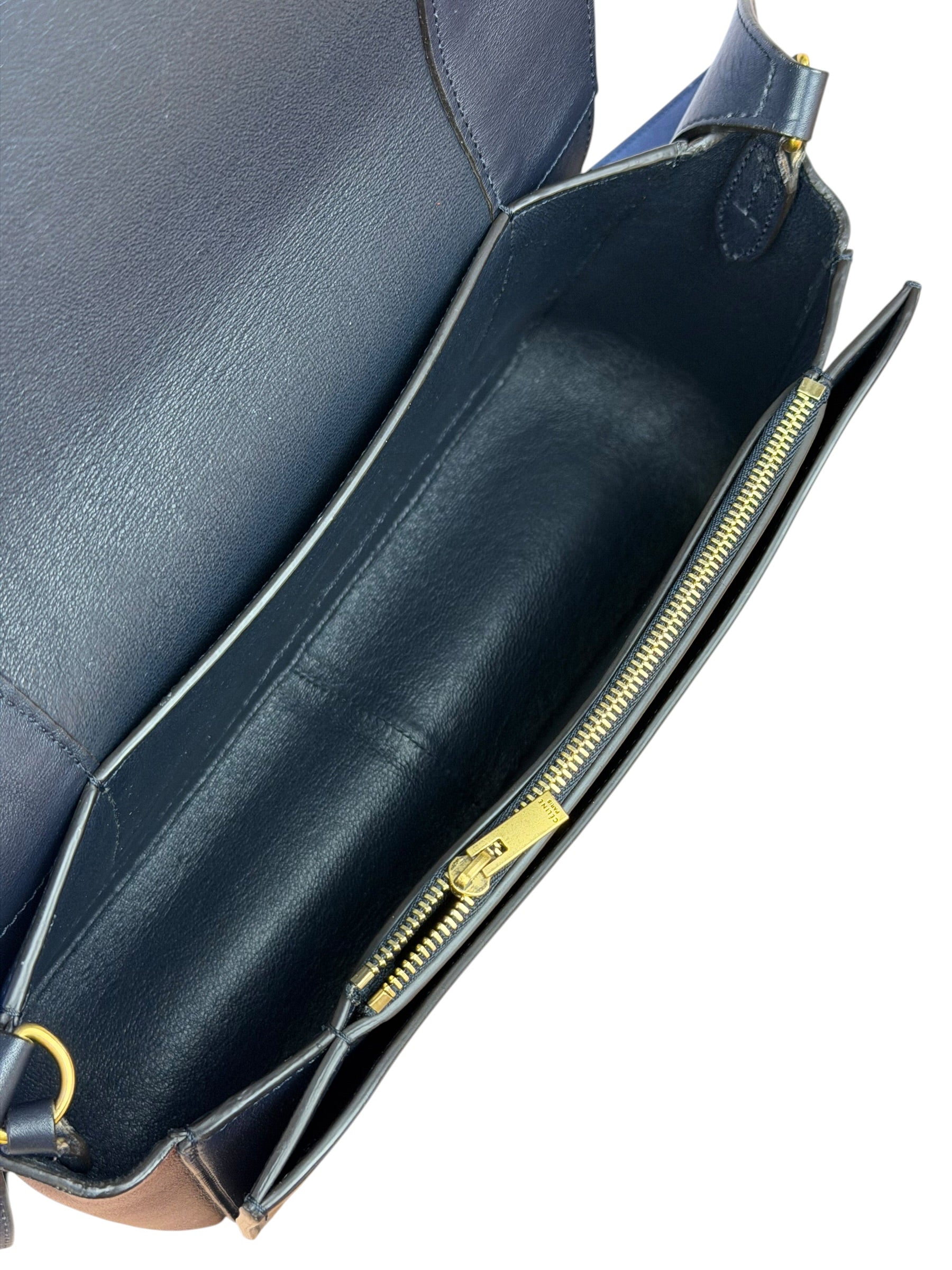 Celine Navy Blue/Burgundy Medium Frame Shoulder Bag