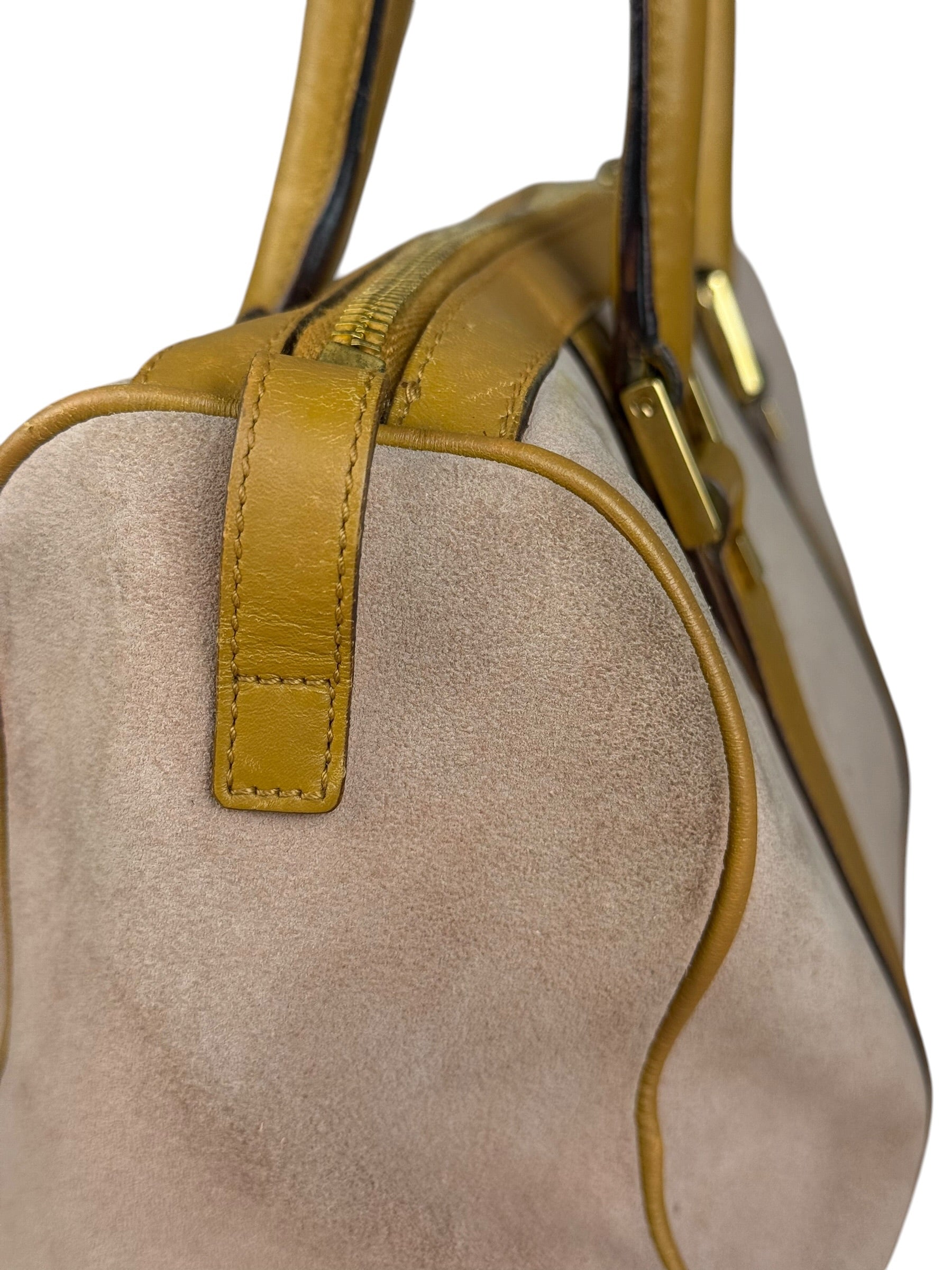 Gucci Vintage Pink Suede Mini Boston Handbag