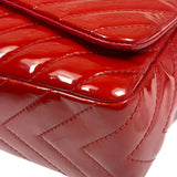 Chanel Red Patent Leather Chevron Jumbo Flap Bag 2009